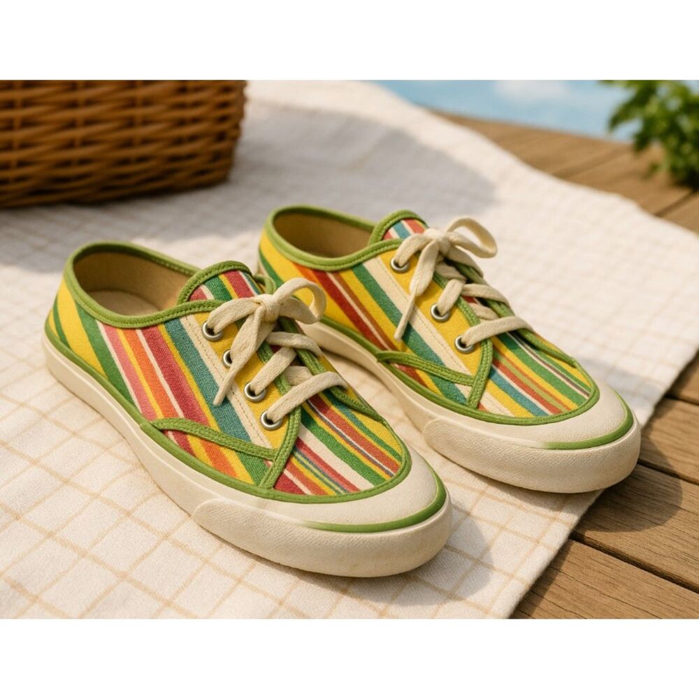 Tommy Girl by Tommy Hilfiger Canvas Sneaker Slides Striped Lace Up Size 10 M